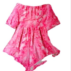 Honey Punch Off Shoulder Pink Romper Size Small